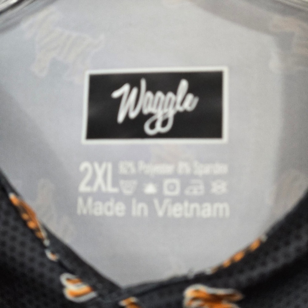 Waggle Golf Polo Shirt Goat Mens 2XL Black Tiger Camo Performance Short Sleeve - Picture 4 of 8